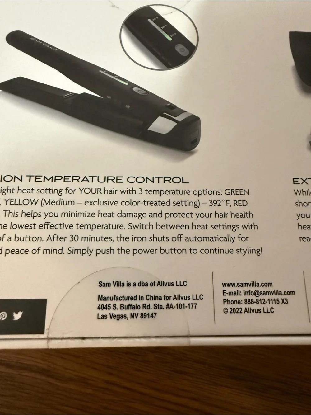 Sam Villa Pro Results Cordless Flat Iron - White Box